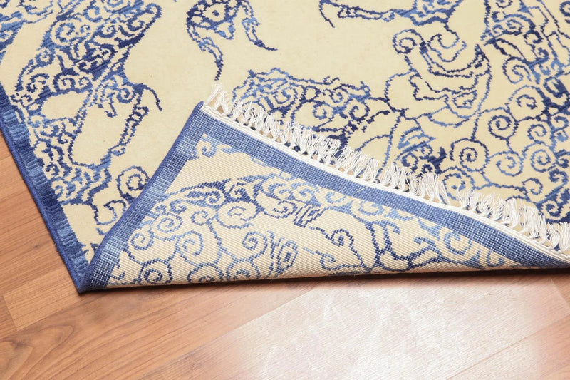 6' x 9' Hand Knotted Chinese Art Deco 100% Wool Area Rug Ivory