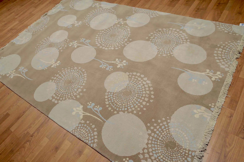 6' x 9' Hand Knotted 100% Wool Area rug Tan