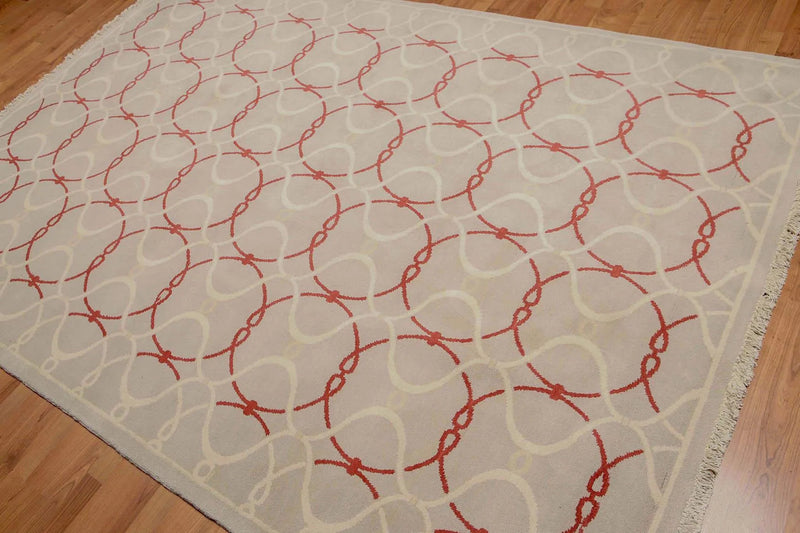 6' x 9' Hand Knotted Geometric Pattern 100% Wool Area rug Beige