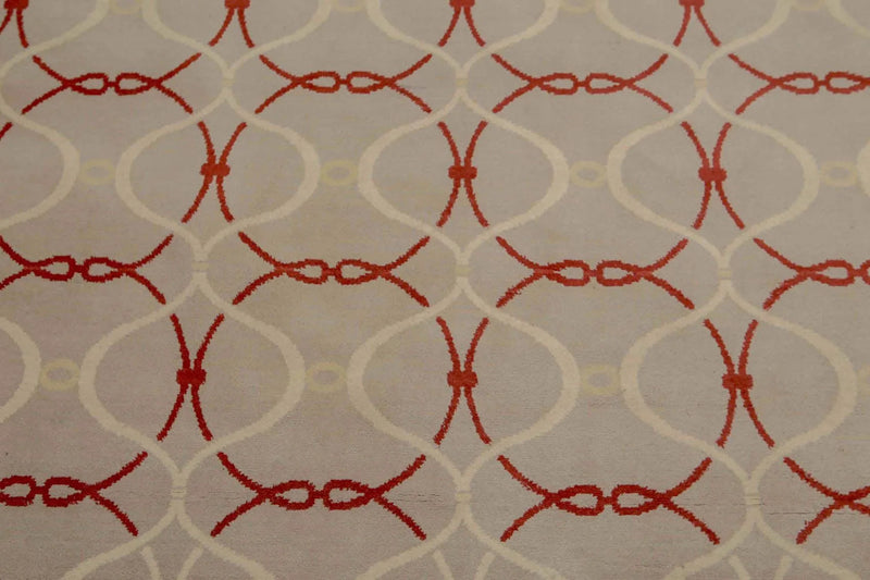 6' x 9' Hand Knotted Geometric Pattern 100% Wool Area rug Beige