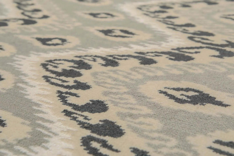 6' x 9' Hand Knotted IKAT Design Wool & Bamboo Silk Area Rug Gray