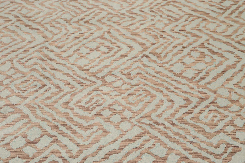 6' x 9' Hand Knotted Abstract Geometric 100% Wool Area rug Aqua