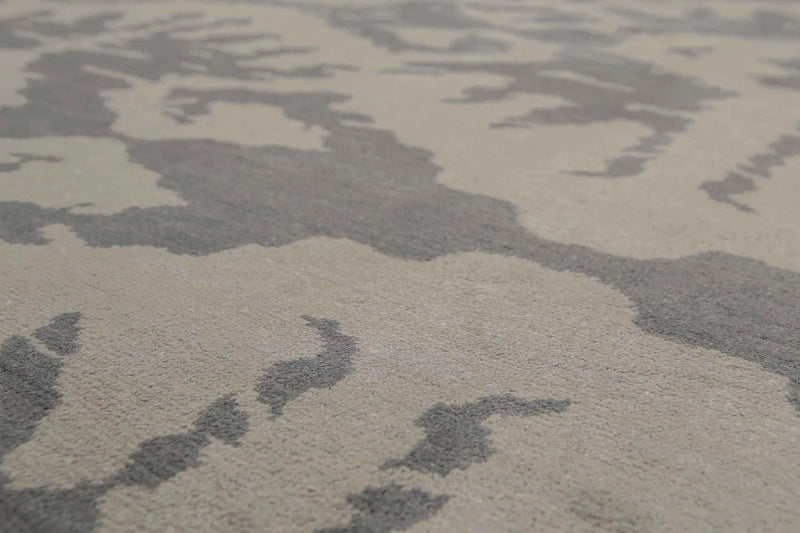 6' x 9' Hand Knotted Designer Abstract 100% Wool Area Rug Gray