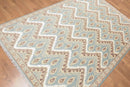 5' x 8' Hand Knotted IKAT Design Wool & Bamboo Silk Area rug Aqua