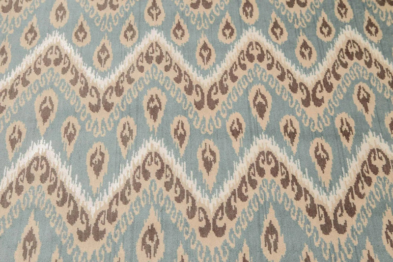 5' x 8' Hand Knotted IKAT Design Wool & Bamboo Silk Area rug Aqua