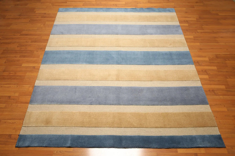 8x10 Blue, Beige Handknotted 100% Wool Oriental Area Rug