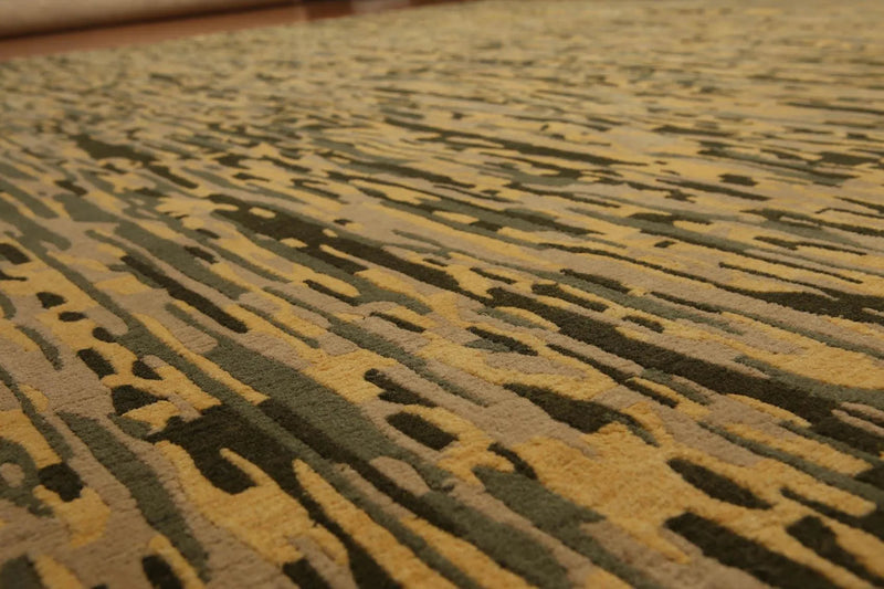 8' x 10' High end Wool Full Pile Tibetan Hand Knotted Area Rug Modern 8x10 Pale Yellow