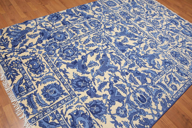 6' x 9' Hand Knotted Traditional Art deco style 100% Wool Area rug Ivory