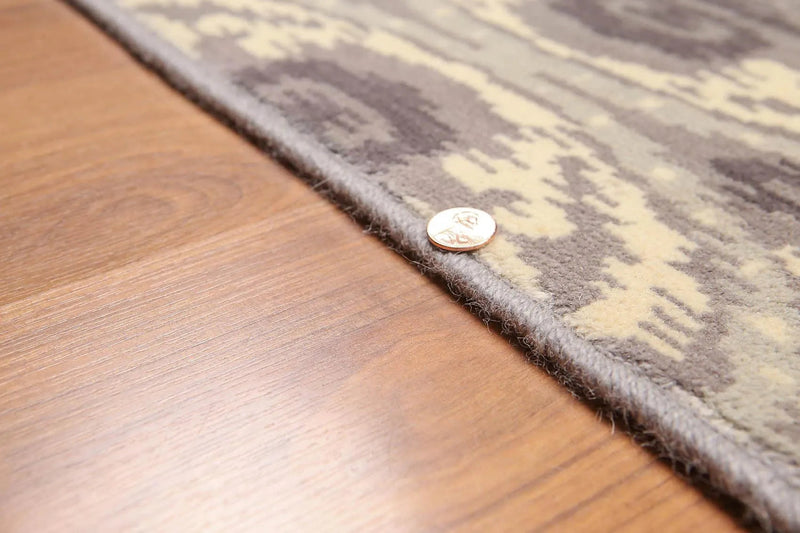 6' x 9' Hand Knotted IKAT Design 100% Wool Area rug Gray