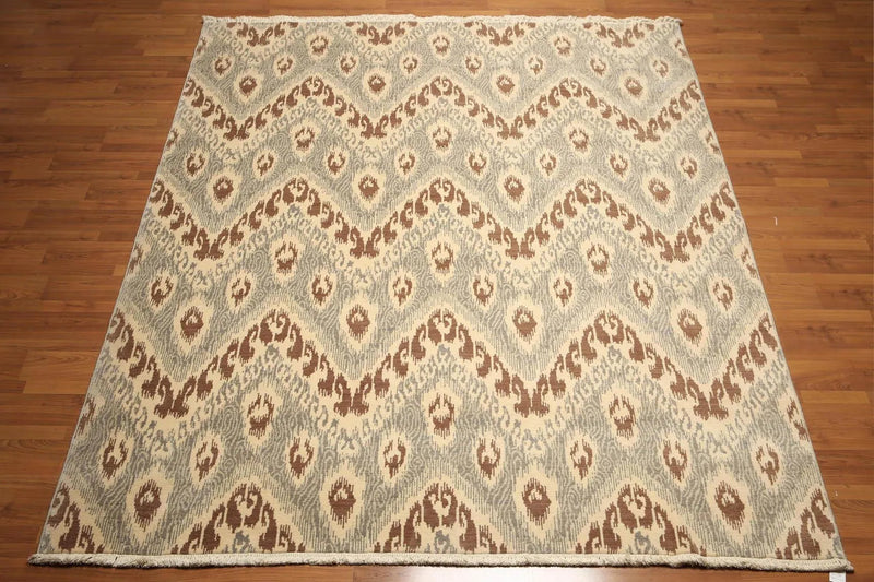 8' x 10' Hand knotted Oriental area rug 100% Wool pile 8x10 Modern Beige