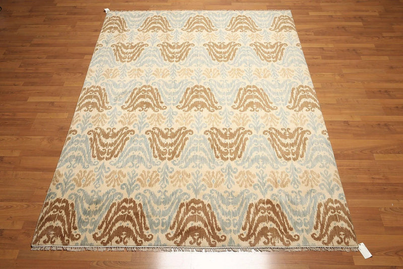 6' x 9' Hand knotted Transitional Oriental area rug 100% Wool Ikat 6X9 Aqua