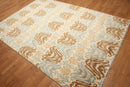 6' x 9' Hand knotted Transitional Oriental area rug 100% Wool Ikat 6X9 Aqua