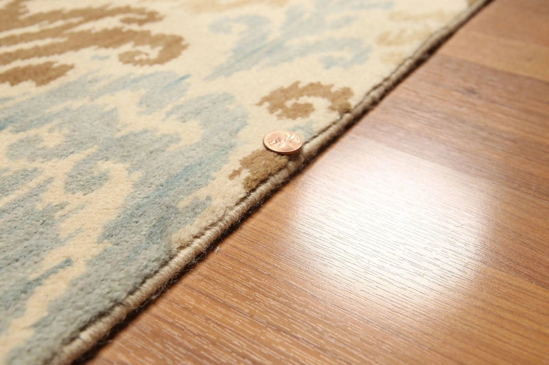 6' x 9' Hand knotted Transitional Oriental area rug 100% Wool Ikat 6X9 Aqua