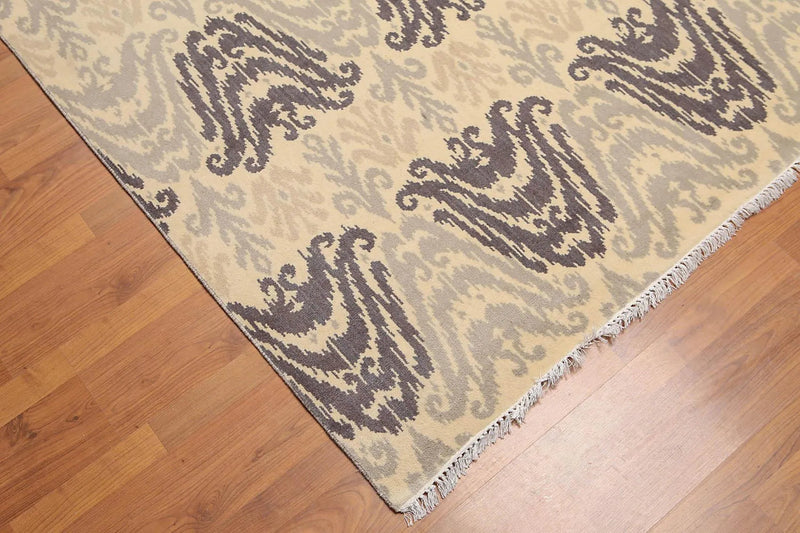 6' x 9' Hand Knotted 100% Wool Ikat Design Oriental Area Rug Beige