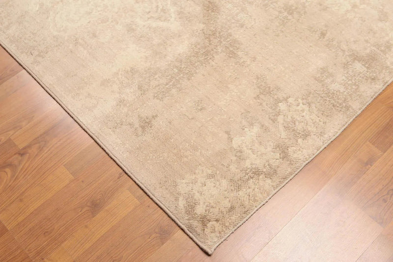 6' x 9' Hand Knotted Wool Modern Area Rug Distress Grunge Look Tan
