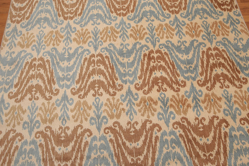 6' x 9' Ikat Design Area Rug Hand Knotted 100% Wool Beige