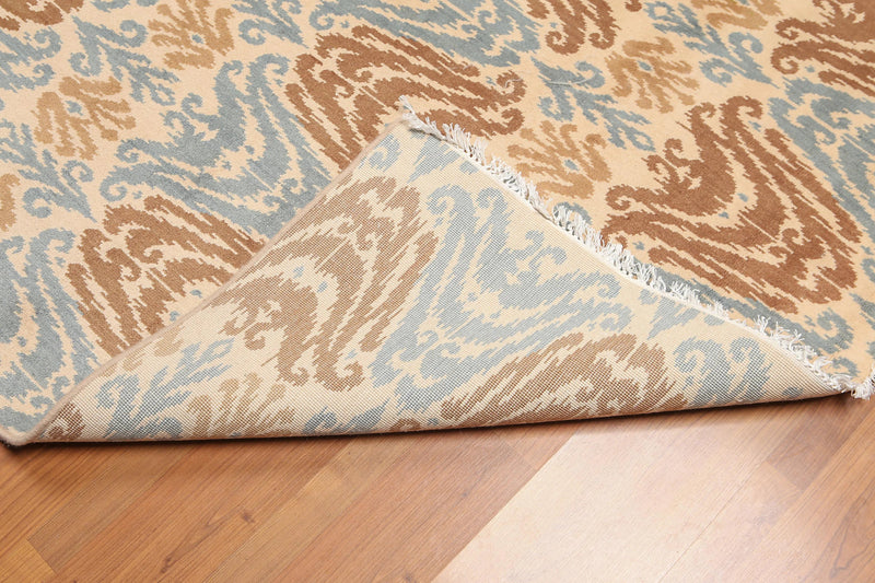 6' x 9' Ikat Design Area Rug Hand Knotted 100% Wool Beige