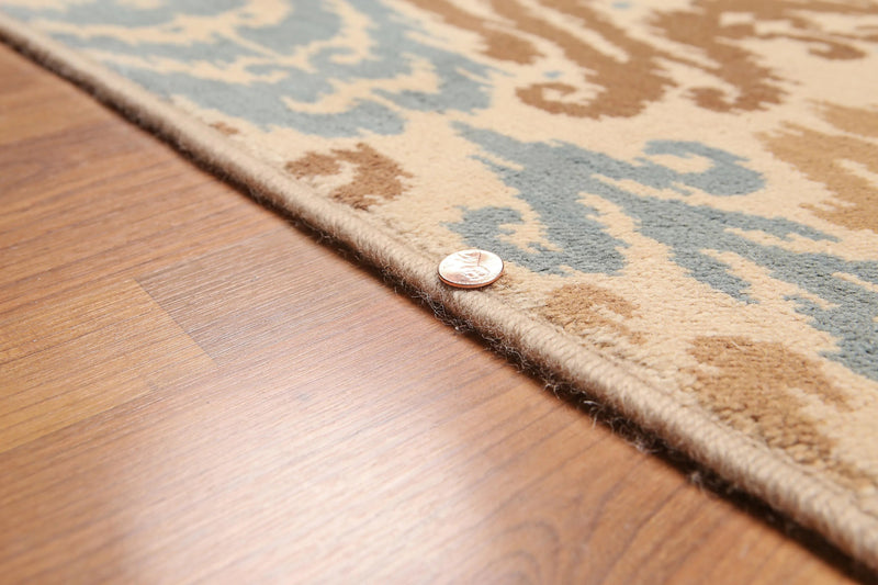 6' x 9' Ikat Design Area Rug Hand Knotted 100% Wool Beige