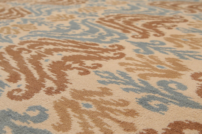 6' x 9' Ikat Design Area Rug Hand Knotted 100% Wool Beige