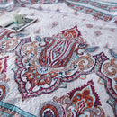 DaDa Bedding Bohemian Summertime White Blue Floral Paisley Bedspread Set (KSX-003)