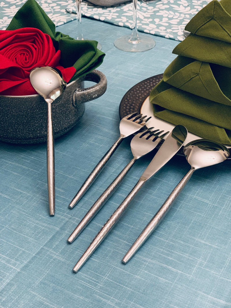 Hammered Silver Flatware Stainless Steel Set of 20, photo 2 of 10