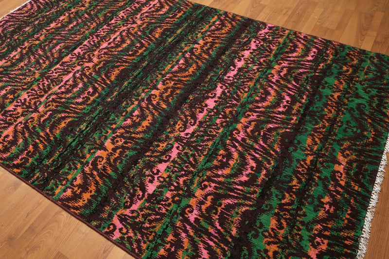 6x9 Pink, Green Hand knotted 100% Wool Modern Oriental Area Rug