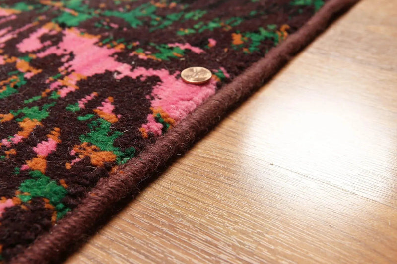 6x9 Pink, Green Hand knotted 100% Wool Modern Oriental Area Rug