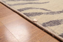 6' x 9' Botanical Print Contemporary Hand Knotted Wool Area rug Beige