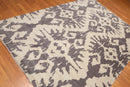 6' x 9' Tone On Tone Abstract Print Hand Knotted 100% Wool Area rug Gray