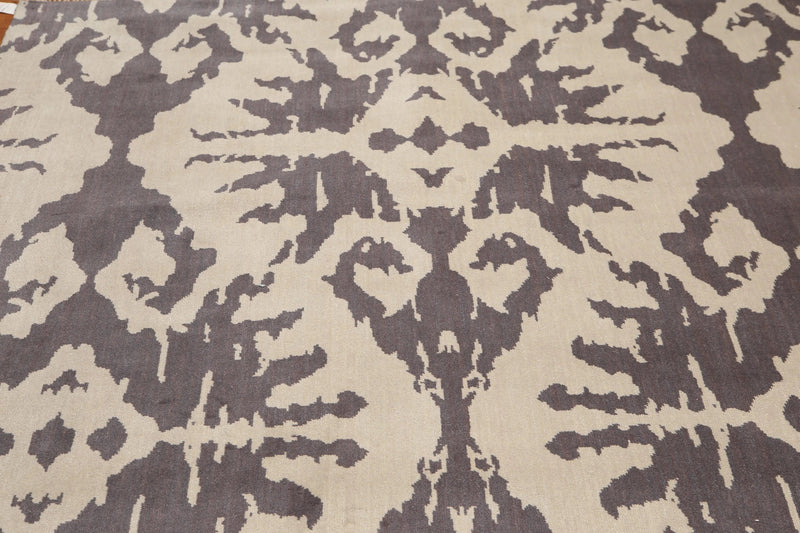 6' x 9' Tone On Tone Abstract Print Hand Knotted 100% Wool Area rug Gray