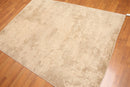 5' x 7' Modern Area Rug Erased Distress Pattern Wool Hand Knotted Tan