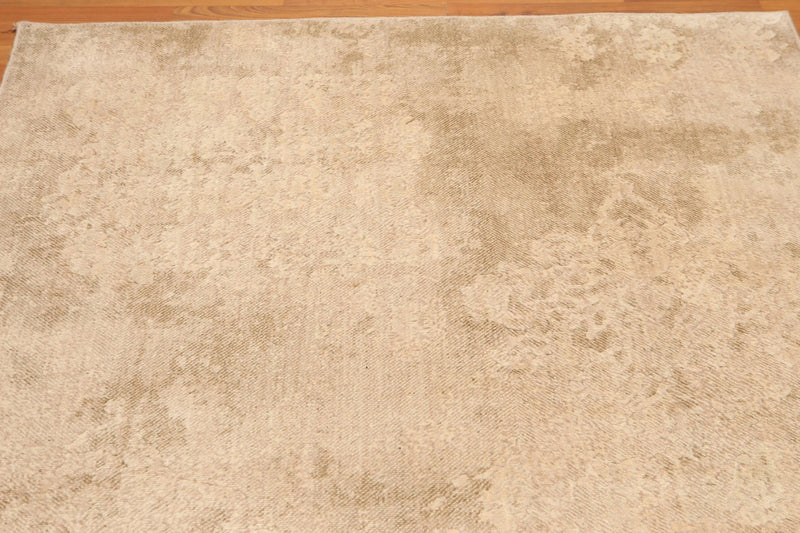 5' x 7' Modern Area Rug Erased Distress Pattern Wool Hand Knotted Tan