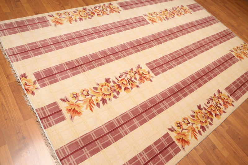 6' x 9' Floral Transitional Area rug Hand Knotted 100% Wool Beige
