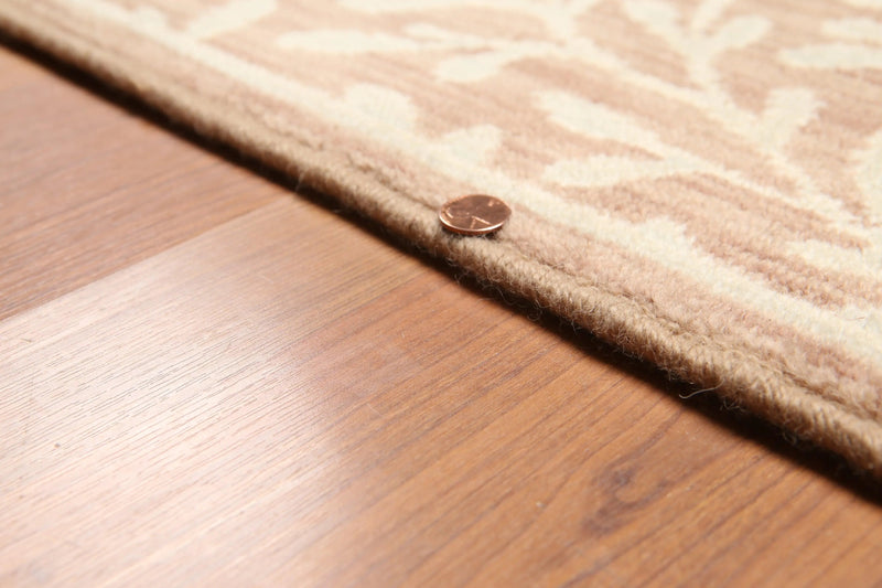 6' x 9' Botanical Hand Knotted Area Rug 100% Wool Taupe