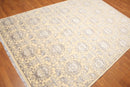 6' x 9' Hand Knotted Damask Area Rug Wool & Bamboo Silk Beige