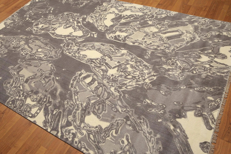 6' x 9' Hand knotted Oriental area rug 100% Wool Modern Gray