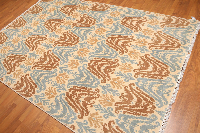 6' x 9' Modern Boho Ikat Area Rug Hand Knotted 100% Wool Beige