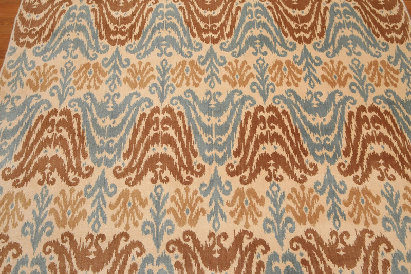 6' x 9' Modern Boho Ikat Area Rug Hand Knotted 100% Wool Beige