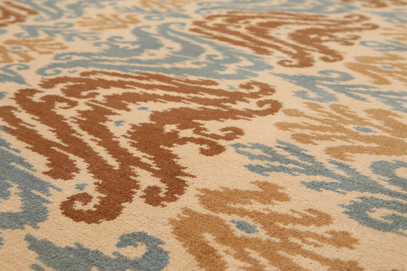 6' x 9' Modern Boho Ikat Area Rug Hand Knotted 100% Wool Beige