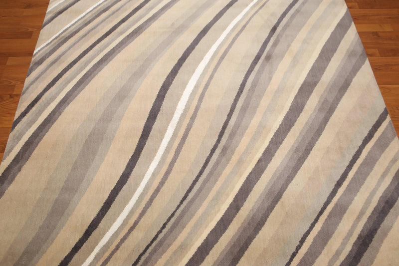 6' x 9' Hand Knotted Designer Area Rug Wool & Bamboo Silk Beige