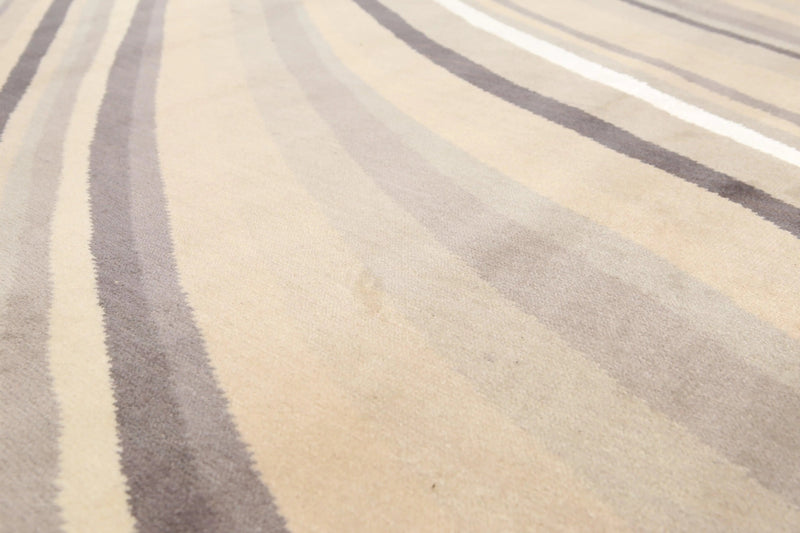 6' x 9' Hand Knotted Designer Area Rug Wool & Bamboo Silk Beige