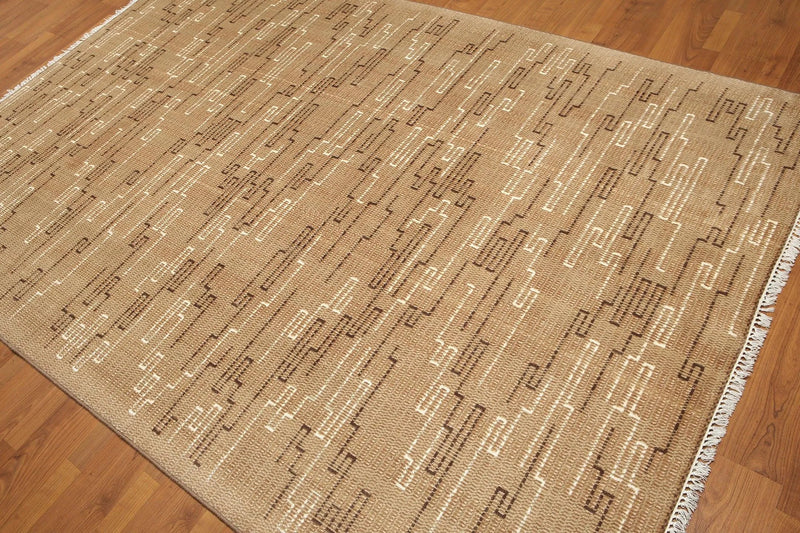 6' x 9' Hand knotted Oriental area rug 100% Wool Modern full pile 6x9 Brown