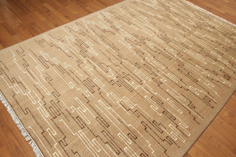 6' x 9' Hand knotted Oriental area rug 100% Wool Modern full pile 6x9 Brown