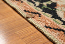 3'x5' Black, Peach, Green, Multi Color Hand Made Needlepoint Aubusson Oriental Rug
