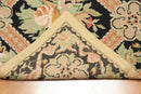 3'x5' Black, Peach, Green, Multi Color Hand Made Needlepoint Aubusson Oriental Rug