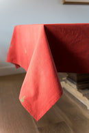 Rust Red and Green Fleur Tablecloth