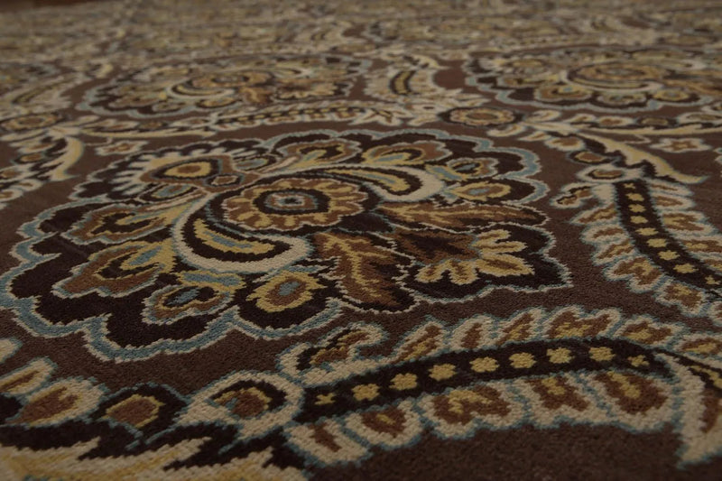 6x9 Brown, Beige Hand knotted Transitional Wool Oriental Area Rug