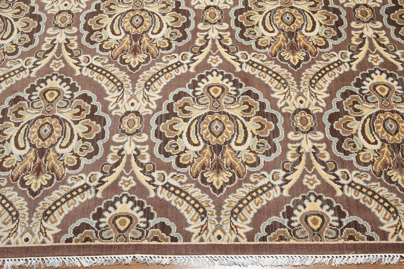 6x9 Brown, Beige Hand knotted Transitional Wool Oriental Area Rug