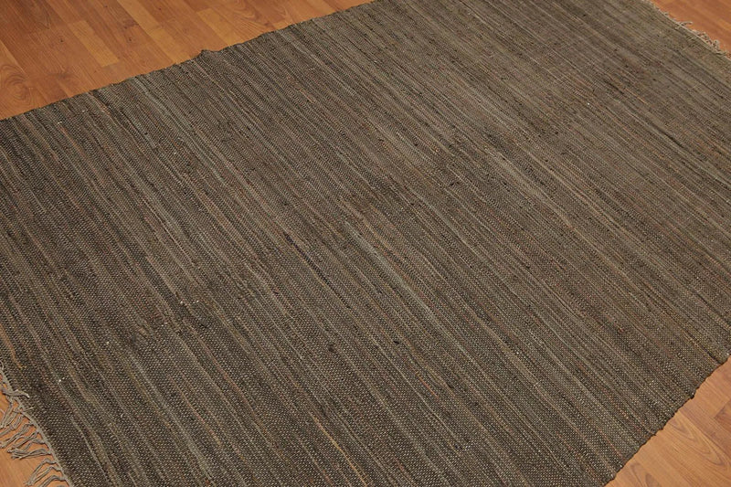 6x9 Tone on Tone Leather Flat Pile Modern & Contemporary Oriental Area Rug