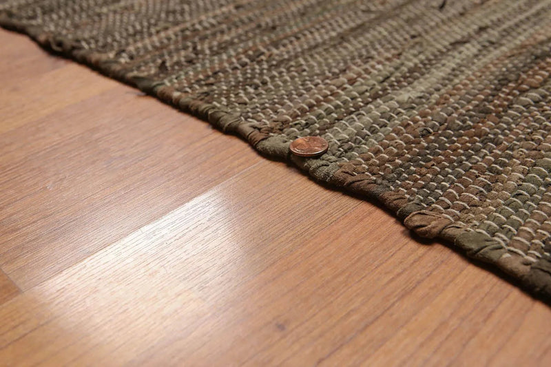 6x9 Tone on Tone Leather Flat Pile Modern & Contemporary Oriental Area Rug